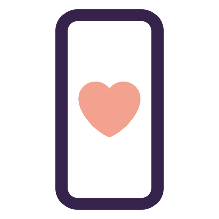 Icon of a phone with a heart